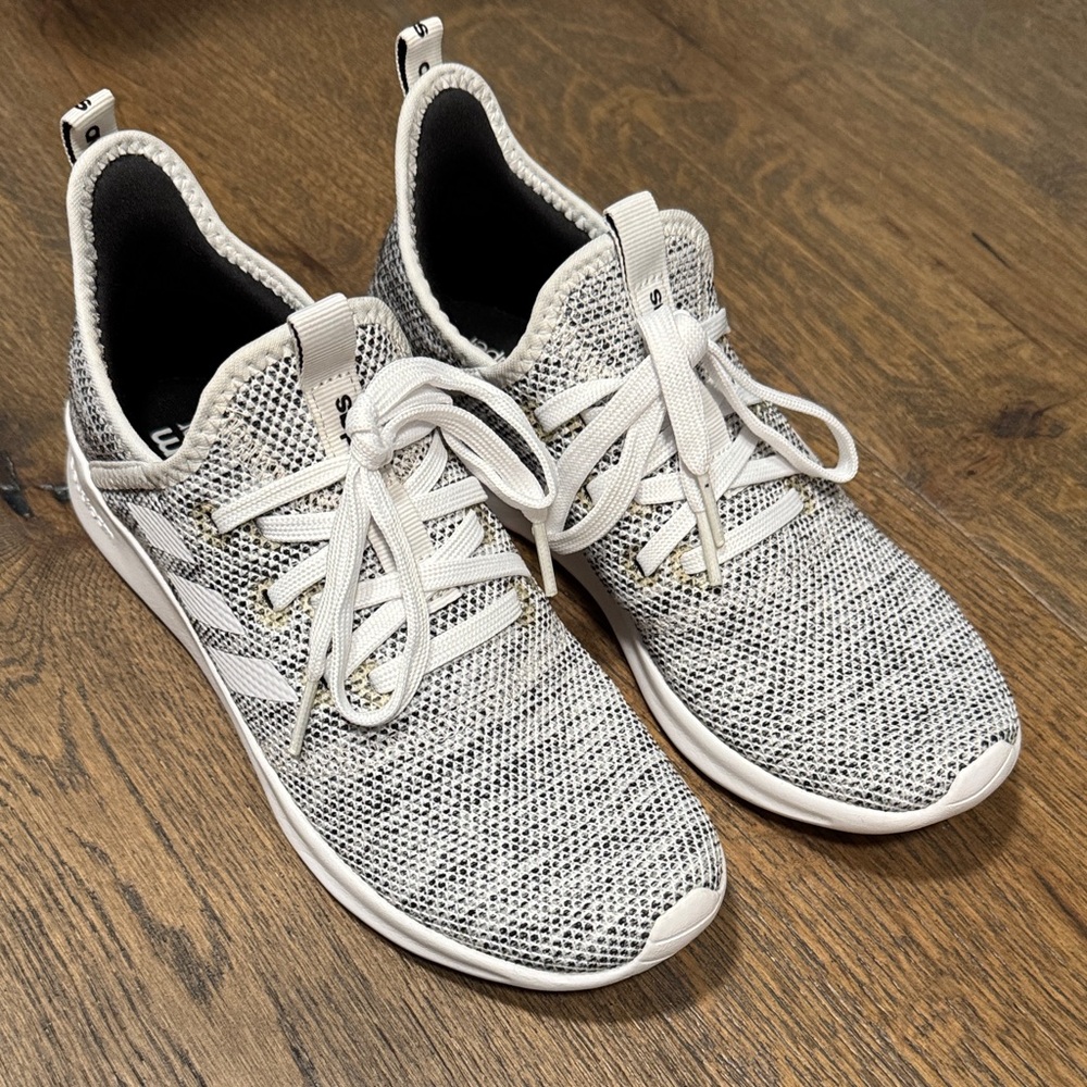 SOLD Adidas White and Gray Knit Sneakers